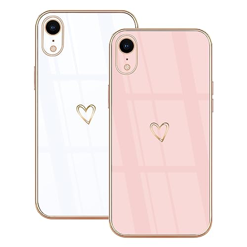 Lonrapa 2 Stück iPhone XR Handyhülle Süße Herz Muster Motiv Hülle für Mädchen Frauen Farbe Galvanisierte Weich TPU Bumper Silikon Stoßfest Schutzhülle iPhone xr Phone Case Cover - Weiß & Rosa Lonrapa 2 Stück iPhone XR Handyhülle Süße Herz Muster Motiv Hülle für Mädchen Frauen Farbe Galvanisierte Weich TPU Bumper Silikon Stoßfest Schutzhülle iPhone xr Phone Case Cover - Weiß & Rosa von Lonrapa