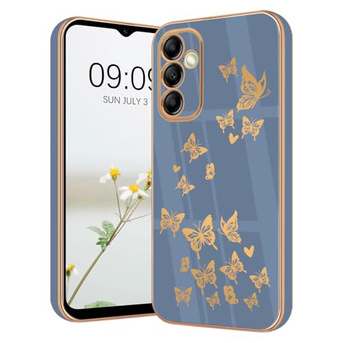 Lonrapa Hülle für Samsung Galaxy A14 5G Handyhülle Gold Schmetterling Muster Herz Motiv Silikon Hülle Farbe Galvanisierte Dünn Fallschutz Phone Case Cover Stoßfest Schutzhülle für Galaxy A14 4G - Blau Lonrapa Hülle für Samsung Galaxy A14 5G Handyhülle Gold Schmetterling Muster Herz Motiv Silikon Hülle Farbe Galvanisierte Dünn Fallschutz Phone Case Cover Stoßfest Schutzhülle für Galaxy A14 4G - Blau von Lonrapa