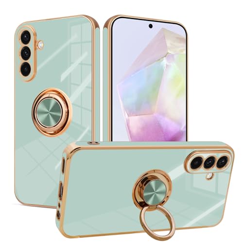 Lonrapa Hülle für Samsung Galaxy A26 5G mit Drehbarer Ring Ständer Magnetische Silikon Handyhülle Luxuriöses Gold Edge Design Fallschutz Case Cover Stoßfest Schutzhülle für Galaxy A26 5G - Helles Cyan Lonrapa Hülle für Samsung Galaxy A26 5G mit Drehbarer Ring Ständer Magnetische Silikon Handyhülle Luxuriöses Gold Edge Design Fallschutz Case Cover Stoßfest Schutzhülle für Galaxy A26 5G - Helles Cyan von Lonrapa