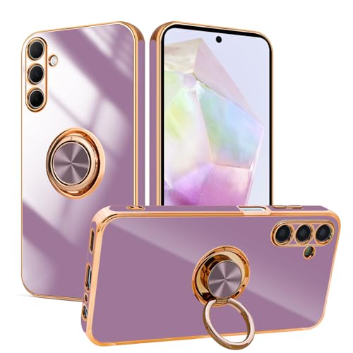 Lonrapa Hülle für Samsung Galaxy S24 FE 5G mit Drehbarer Ring Ständer Magnetische Silikon Handyhülle Design Fallschutz Case Cover Stoßfest Schutzhülle für Galaxy S24 FE 5G - Kirschblüte Violett Lonrapa Hülle für Samsung Galaxy S24 FE 5G mit Drehbarer Ring Ständer Magnetische Silikon Handyhülle Design Fallschutz Case Cover Stoßfest Schutzhülle für Galaxy S24 FE 5G - Kirschblüte Violett von Lonrapa