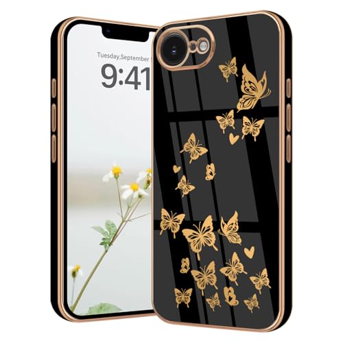 Lonrapa Hülle für iPhone 16e Handyhülle Gold Schmetterling Muster Herz Motiv Silikon Hülle Farbe Galvanisierte Fallschutz Phone Case Cover Stoßfest Schutzhülle für iPhone 16e 2025 - Schwarz Lonrapa Hülle für iPhone 16e Handyhülle Gold Schmetterling Muster Herz Motiv Silikon Hülle Farbe Galvanisierte Fallschutz Phone Case Cover Stoßfest Schutzhülle für iPhone 16e 2025 - Schwarz von Lonrapa