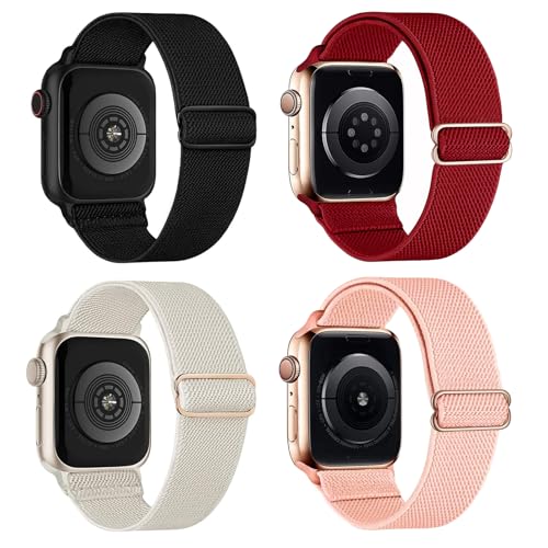 LontL 4 Stück Nylon Band Kompatibel mit Apple Watch Armband 38mm 40mm 41mm 42mm 44mm 45mm 46mm 49mm Damen Herren, Dehnbares Weiches Sport Loop für iWatch Ultra 2 1, Series 10 9 8 7 6 5 4 3 2 1 SE LontL 4 Stück Nylon Band Kompatibel mit Apple Watch Armband 38mm 40mm 41mm 42mm 44mm 45mm 46mm 49mm Damen Herren, Dehnbares Weiches Sport Loop für iWatch Ultra 2 1, Series 10 9 8 7 6 5 4 3 2 1 SE von LontL