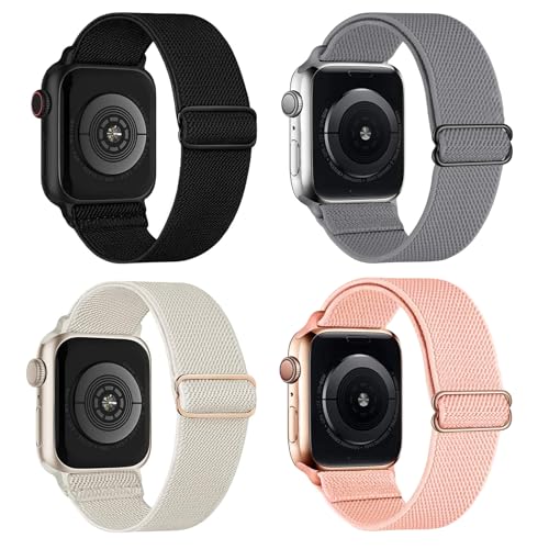 LontL 4 Stück Nylon Band Kompatibel mit Apple Watch Armband 38mm 40mm 41mm 42mm 44mm 45mm 46mm 49mm Damen Herren, Dehnbares Weiches Sport Loop für iWatch Ultra 2 1, Series 10 9 8 7 6 5 4 3 2 1 SE LontL 4 Stück Nylon Band Kompatibel mit Apple Watch Armband 38mm 40mm 41mm 42mm 44mm 45mm 46mm 49mm Damen Herren, Dehnbares Weiches Sport Loop für iWatch Ultra 2 1, Series 10 9 8 7 6 5 4 3 2 1 SE von LontL