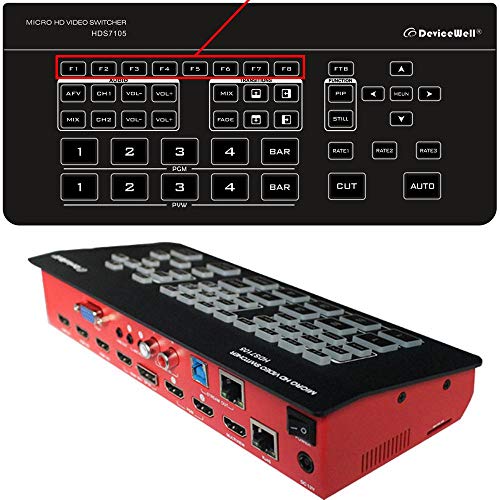 LookingSky DeviceWell HDS7105 Super Mini-Video-Switcher, 4 HDMI+1 DP-Eingänge für neue Medien, Live Youtube Ins, TV-Sendungen LookingSky DeviceWell HDS7105 Super Mini-Video-Switcher, 4 HDMI+1 DP-Eingänge für neue Medien, Live Youtube Ins, TV-Sendungen von LookingSky