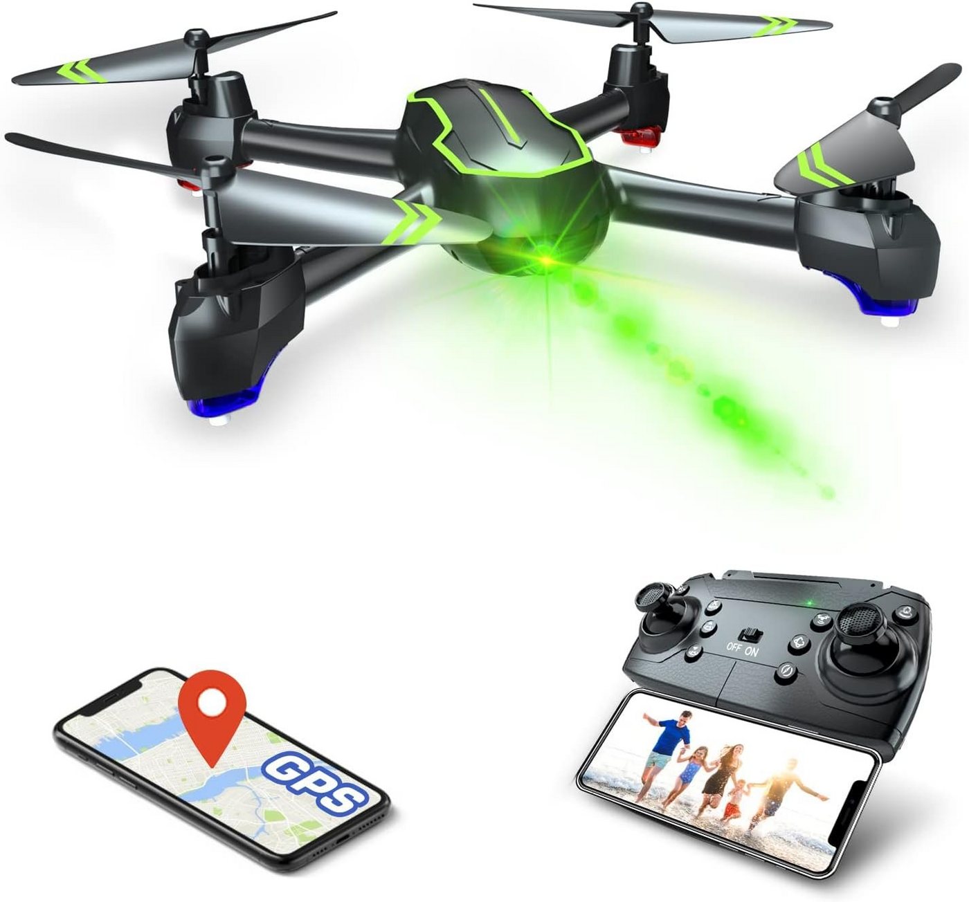 Loolinn Drohne (720p, GPS Drohne mit 1080P Kamera Automatische Rückkehr 32 Min Flugzeit) von Loolinn