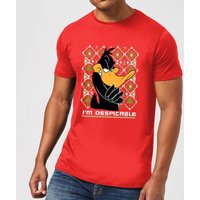 Looney Tunes Daffy Duck Knit Herren Christmas T-Shirt - Rot - S von Looney Tunes