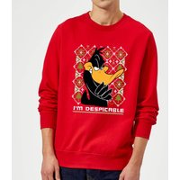 Looney Tunes Daffy Duck Knit Weihnachtspullover – Rot - S von Looney Tunes