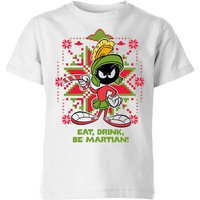 Looney Tunes Eat Drink Be Martian Kinder Christmas T-Shirt - Weiß - 9-10 Jahre von Looney Tunes