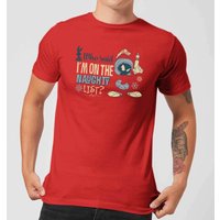 Looney Tunes Martian Who Said Im On The Naughty List Herren Christmas T-Shirt - Rot - L von Looney Tunes