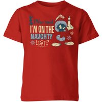 Looney Tunes Martian Who Said Im On The Naughty List Kinder Christmas T-Shirt - Rot - 11-12 Jahre von Looney Tunes