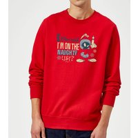 Looney Tunes Martian Who Said Im On The Naughty List Weihnachtspullover – Rot - L von Looney Tunes
