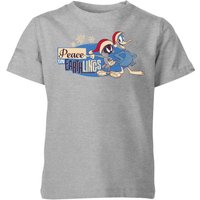 Looney Tunes Peace Among Earthlings Kinder Christmas T-Shirt - Grau - 9-10 Jahre von Original Hero