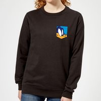 Looney Tunes Roadrunner Gesicht Faux Pocket Damen Pullover - Schwarz - XXL von Looney Tunes