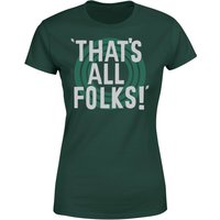 Looney Tunes That's All Folks Damen T-Shirt - Dunkelgrün - S von Looney Tunes