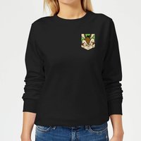 Looney Tunes Wile E Coyote Gesicht Faux Pocket Damen Pullover - Schwarz - L von Looney Tunes