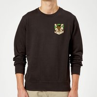 Looney Tunes Wile E Coyote Gesicht Faux Pocket Pullover - Schwarz - L von Looney Tunes