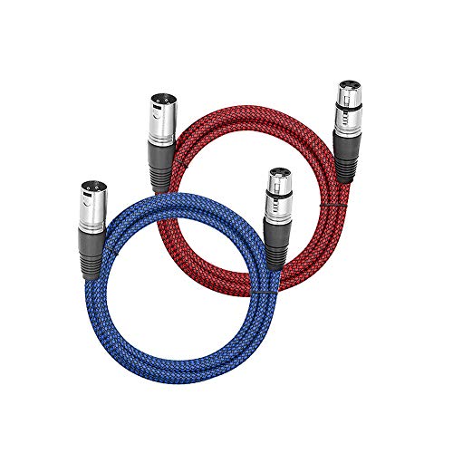 LoongGate Premium-XLR-Kabel, Stecker auf Buchse, 3-poliger Stecker, Nylongeflecht, abgeschirmt, professionelles Mikrofon-/Audiokabel für Aufnahmen, Mischer, Lautsprechersysteme 3 m 2er-Set von LoongGate