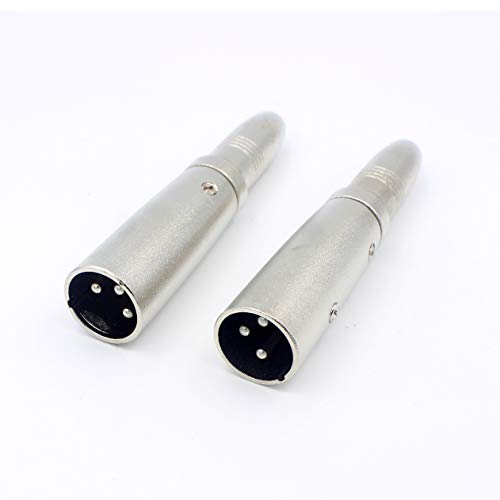 LoongGate XLR 3 Pin Stecker zu 1/4" 6,35 mm TRS weibliche Stecker Adapter, professionelle Metall-Bau Mic Buchse Stecker Konverter - 2 Pack von LoongGate