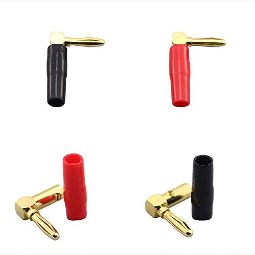 Lopbinte [4 Pack] Hi-End-Kupfer Rechter Winkel/90 Degree Schrauben Typ Bananenstecker/Lautsprecherkabel Anschluss [Banane De L] von Lopbinte