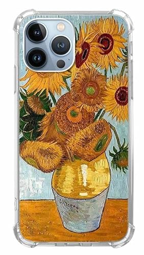 Vincent Van Gogh Gemälde Muster Druck Hülle für iPhone 15 Pro, Sonnenblumen Artsy Cover Fit für iPhone 15 Pro für Frauen Männer Mädchen, einzigartiges Design TPU Bumper Schutzhülle von LopeyKirt
