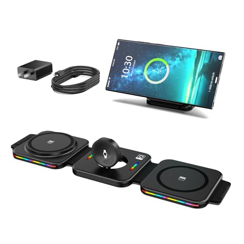 Induktive Ladestation für Samsung S25 Ultra, 3 in 1 Wireless Charger für Samsung S24/S23/S22/S21/Ultra, Kabelloses Handy Ladegerät für Galaxy Watch 7/6/5/4 und Galaxy Buds 2 von Lopnord