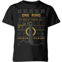 The Lord Of The Rings One Ring Kids' Christmas T-Shirt in Black - 5-6 Jahre von Lord Of The Rings