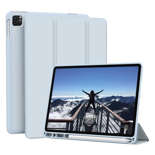 Lornpa Hülle für iPad Pro 12.9 Hülle 6./5./4./3. Gen, schützende schlanke Hülle mit Stifthalter & Auto Wake/Sleep, Trifold Smart Stand Cover für iPad 12.9 Pro Hülle 2022/2021/2020/2018 - Hellblau von Lornpa