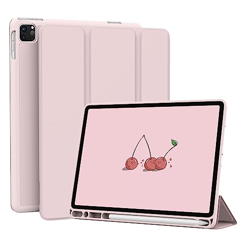 Lornpa Hülle für iPad Pro 12.9 Hülle 6./5./4. Generation, schützende schlanke Folio-Hülle mit Stifthalter & Auto Wake/Sleep, Trifold Smart Stand Cover für iPad 12.9 Pro Hülle 2022/2021/2020 - Rosa von Lornpa