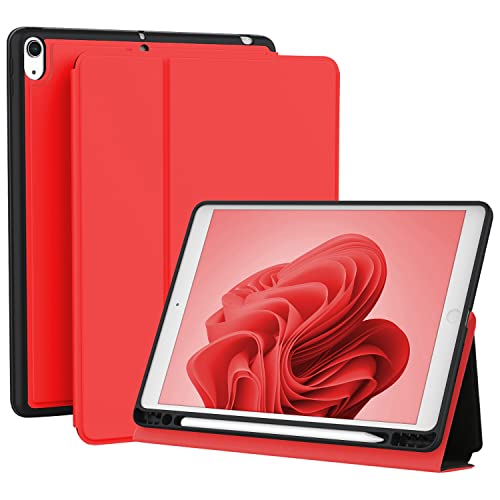 Lornpa Hülle passend für iPad Air 5/4 [2022/2020 5th/4th Generation 10,9 Zoll], iPad Air 5/4 Hülle mit Stifthalter, schützende weiche TPU-Rückabdeckung Smart Case - Rot von Lornpa