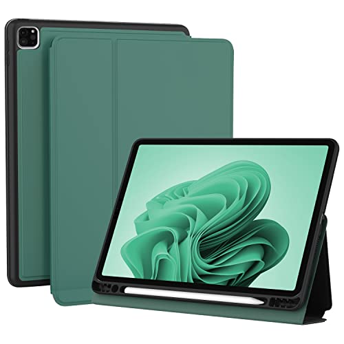 Lornpa Hülle passend für iPad Pro 11 Zoll Hülle 2022/2021/2020/2018 [4th/3rd/2nd/1st Gen] Folio Slim Stand Soft TPU Back with Pencil Holder Protective Cover Smart Case - Green von Lornpa
