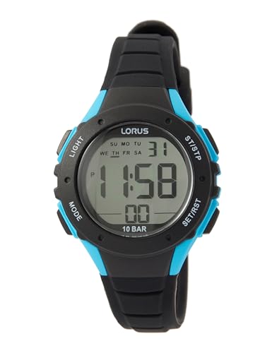 Lorus Jungen Digital Quarz Uhr mit Silikon Armband R2359PX9, Schwarz von Lorus