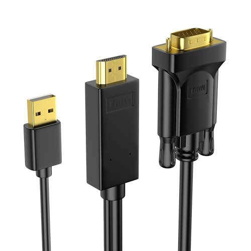 HDMI-auf-VGA-Kabel, unidirektionales HDMI-zu-VGA-Kabel mit USB-Stromversorgung (Stecker auf Stecker), kompatibel mit Mac Mini, MacBook Pro, Blu-ray-Player, Computer, Desktop, Laptop, PC, Monitor, von Loryi