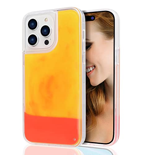 Losin Fluoreszierende Hülle Kompatibel mit iPhone 14 Pro Treibsand Hülle Liquid Glow Sand Handyhülle Luxus Glow in The Darkness Noctiluncent Liquid Luminous Sand Fashion Luxury Cover für Frauen und von Losin