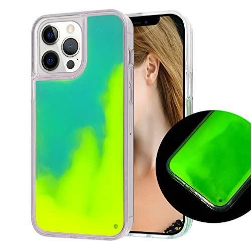 Losin Fluoreszierende Hülle Kompatibel mit iPhone 15 Pro Treibsand Hülle Liquid Glow Sand Handyhülle Luxus Glow in The Darkness Noctiluncent Liquid Luminous Sand Fashion Luxury Cover für Frauen und von Losin