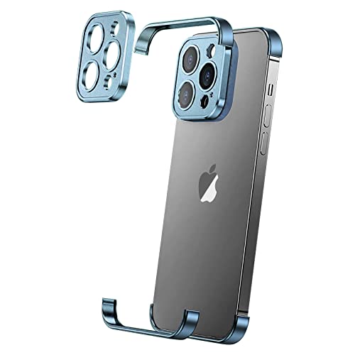 Losin Kompatibel mit iPhone 13 Pro Max Hülle mit Kameraobjektivschutz, Aluminium-Metallrahmenlos, randloses Design, schlank dünn und leicht, stoßfeste Stoßstangenabdeckung, für Damen und Herren (blau) von Losin