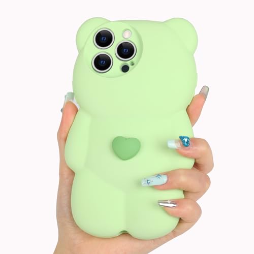 Losin Kompatibel mit iPhone 14 Pro Max Cartoon Bär Hülle für Frauen Mädchen Girly Niedlich 3D Kawaii Hülle Mode Schönes Design Kamera Objektiv Schutz Weiche Flexible TPU Cover von Losin