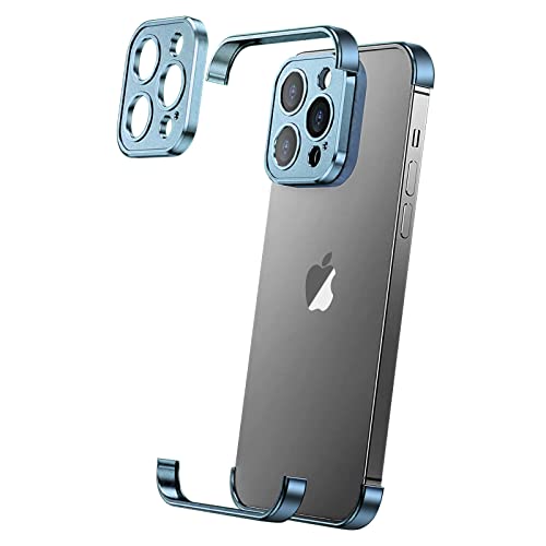 Losin Kompatibel mit iPhone 15 Pro Hülle mit Kameralinsenschutz, Aluminium-Metall, rahmenlos, randloses Design, schlank, dünn und leicht, stoßfeste Stoßfängerabdeckung, für Damen und Herren (blau) von Losin