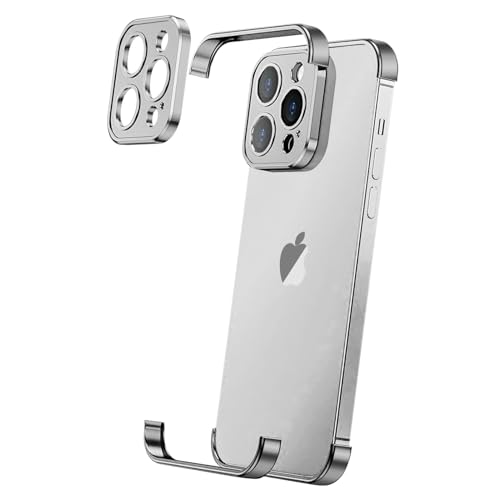 Losin Kompatibel mit iPhone 15 Pro Hülle mit Kameralinsenschutz, Aluminium-Metall, rahmenlos, randloses Design, schlank, dünn und leicht, stoßfeste Stoßfängerabdeckung, für Damen und Herren von Losin