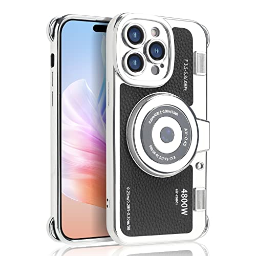 Losin Kompatibel mit iPhone 15 Pro Max Hülle mit Band Niedliche 3D Vintage Kamera Handyhülle Handtasche Lanyard Plating Kamera PU Leder Handyhülle Stoßfeste Schutzhülle für Frauen und Mädchen, Schwarz Losin Kompatibel mit iPhone 15 Pro Max Hülle mit Band Niedliche 3D Vintage Kamera Handyhülle Handtasche Lanyard Plating Kamera PU Leder Handyhülle Stoßfeste Schutzhülle für Frauen und Mädchen, Schwarz von Losin