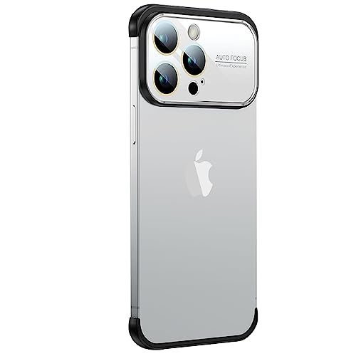 Losin für iPhone 14 Pro Rahmenlose Hülle mit Fenster Glas Kameralinsenschutz Randlose Hülle mit Logo View Slim Dünn Weich Silikon Stoßfest Bumper Cover für iPhone 14 Pro 6,1 Zoll, Weiß von Losin