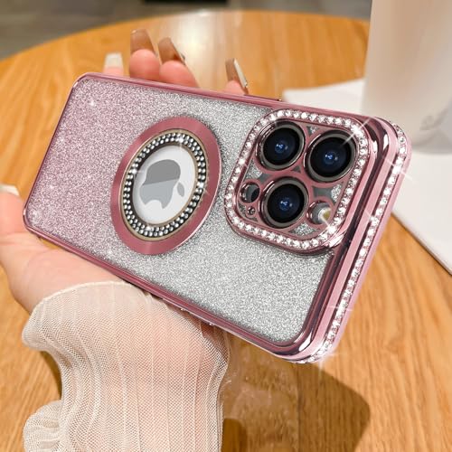Losin für iPhone 16 Pro Magnetische Glitzer Hülle Kompatibel mit MagSafe Luxus Bling Strass Hülle mit Logo View Clear Plating Sparkle Diamond und Kamera Objektivschutz für Frauen Mädchen Rosa Losin für iPhone 16 Pro Magnetische Glitzer Hülle Kompatibel mit MagSafe Luxus Bling Strass Hülle mit Logo View Clear Plating Sparkle Diamond und Kamera Objektivschutz für Frauen Mädchen Rosa von Losin