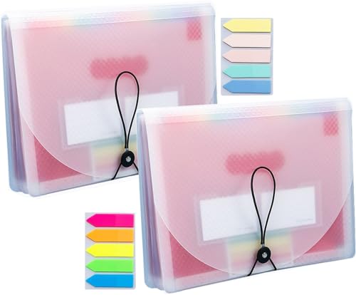 2 Stück Dokumentenmappe A4, 13 Fächermappe Regenbogen Ordner Akkordeon Aktenordner a4 Dokumententasche Aktenmappe Ordnungsmappe A4 Ordner Tragbar Sortiermappe mit Labeln für Zuhause Büro, Weiß von Lostwry