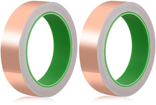 Kupferband Gegen Schnecken, 2 Rollen Kupferband Selbstklebend Doppelseitig Leitfähig Kupferfolienband-Schneckenband Schneckenschutz für Erdung, Löten und Schneckenabwehr (20mmx20m) von Lostwry