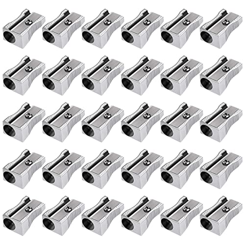 Losueeun 48 StüCk Metall Mini Bleistift Spitzer Bulk Handheld Silber Einzel Loch Aluminium Legierung Hand Spitze Manueller Bleistift Losueeun 48 StüCk Metall Mini Bleistift Spitzer Bulk Handheld Silber Einzel Loch Aluminium Legierung Hand Spitze Manueller Bleistift von Losueeun