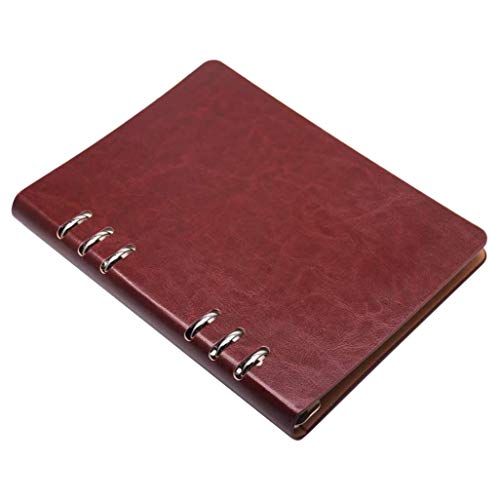 Losueeun A5 Notizbuch 6 LöCher PU Leder Bezug Notizbuch Loses Leder NachfüLlbare Notebook Bindemittel Ringe Tagebuch () von Losueeun
