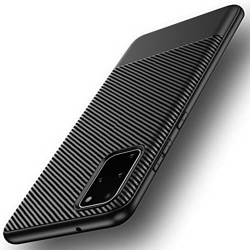 Losvick Galaxy S20 Plus Hülle, Slim Silikon TPU Soft Handyhülle [Kohlefaser Textur - Design] Stoßfest Kratzfest Anti-Fingerabdruck Staubschutz Schutzhülle Matt Case für Galaxy S20 Plus - Schwarze von Losvick