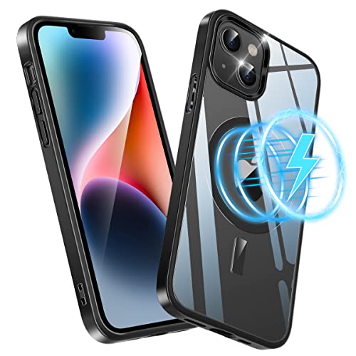 Losvick Hülle Kompatibel mit iPhone 13, iPhone 14 Hülle für Magsafe, TPU Bumper PC Stoßfest Schutzhülle Kratzfeste Case Handyhülle iPhone 13 / iPhone 14-6.1 Zoll - Schwarz von Losvick