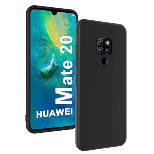 Losvick Hülle für Huawei Mate 20, Stoßfest Mat Schwarz, Handyhülle Ultra-Dünne Silikon, Schutzhülle Weiche TPU Flexibel Bumper Kratzfest case Black Slim - Schwarz von Losvick