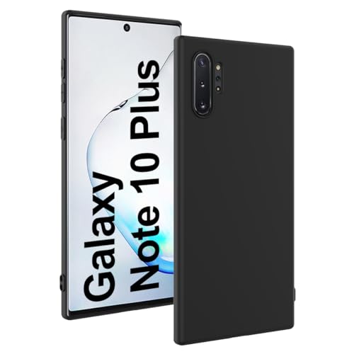 Losvick Hülle für Samsung Galaxy Note 10 Plus, Stoßfest Mat Schwarz, Handyhülle Ultra-Dünne Silikon, Schutzhülle Weiche TPU Flexibel Bumper Kratzfest case Black Slim - Schwarz von Losvick