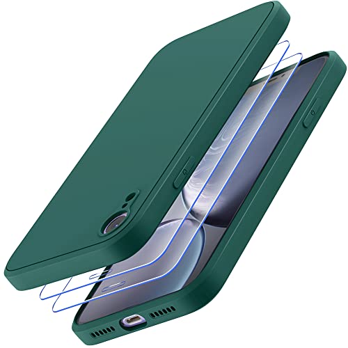 Losvick Hülle für iPhone XR mit 2 Stück Panzer Schutz Glas, Silikon Hülle Stoßfest Kratzfest Case mit Weichem Mikrofaser, TPU Anti Gelb Handyhülle- 6,1 Zoll - Dunkelgrün Losvick Hülle für iPhone XR mit 2 Stück Panzer Schutz Glas, Silikon Hülle Stoßfest Kratzfest Case mit Weichem Mikrofaser, TPU Anti Gelb Handyhülle- 6,1 Zoll - Dunkelgrün von Losvick